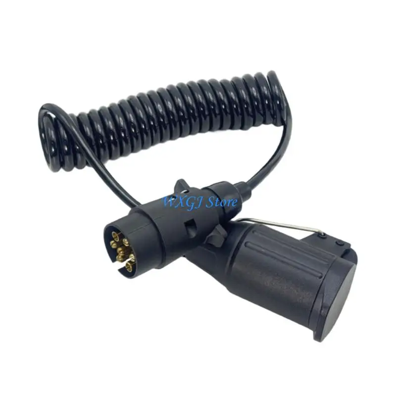 37JE Multiple Vehicle Available 7 to 13 Pin Trailer Connector 12V Coiled ABS Cable for Caravans Campers