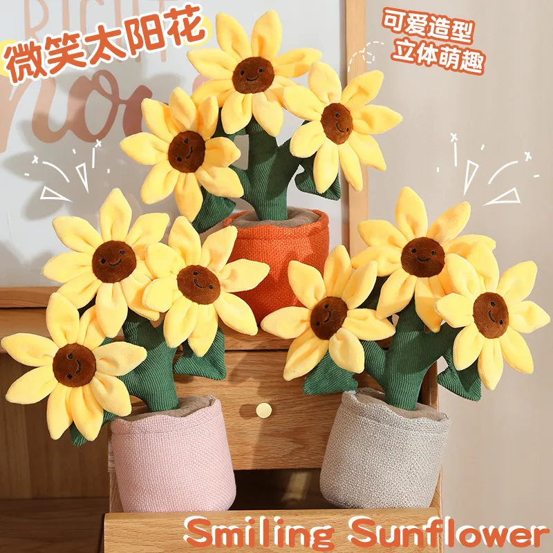 New Plant Potted Doll Olishalan Sunflower Rose Anthurium Toy Lovely Kawaii Cute Soft Sweet Gift