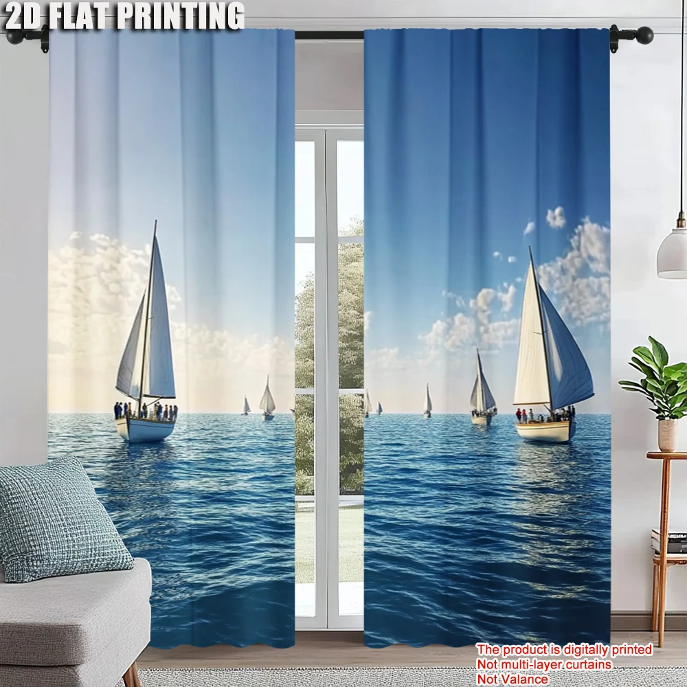 

2pc, Window Curtains Art sailing Protecting Privacy Holiday Decorations Use for Indoor Celebrations, Room Decor