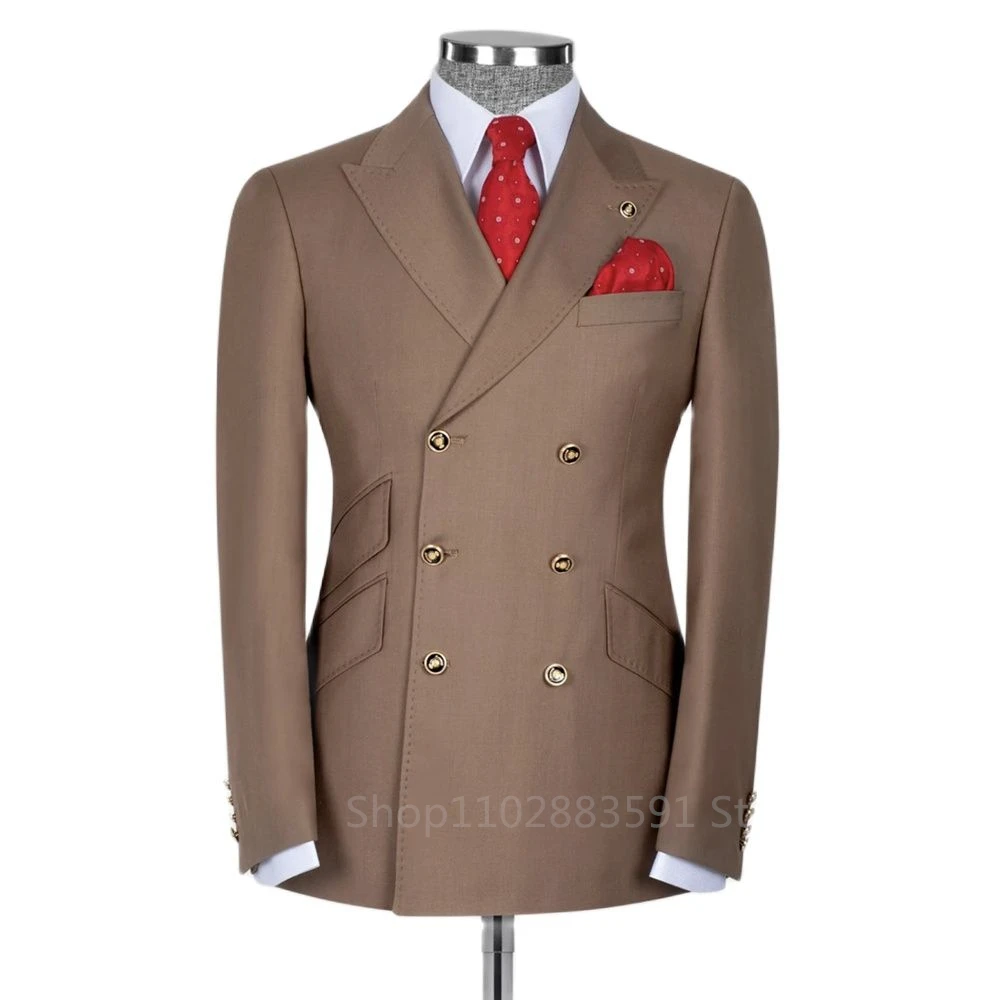 Classic Men Suits Slim Fit Business Groom Suit Blue Peak Lapel Tuxedos for Formal Wedding Suit Blazer Only Costume Homme