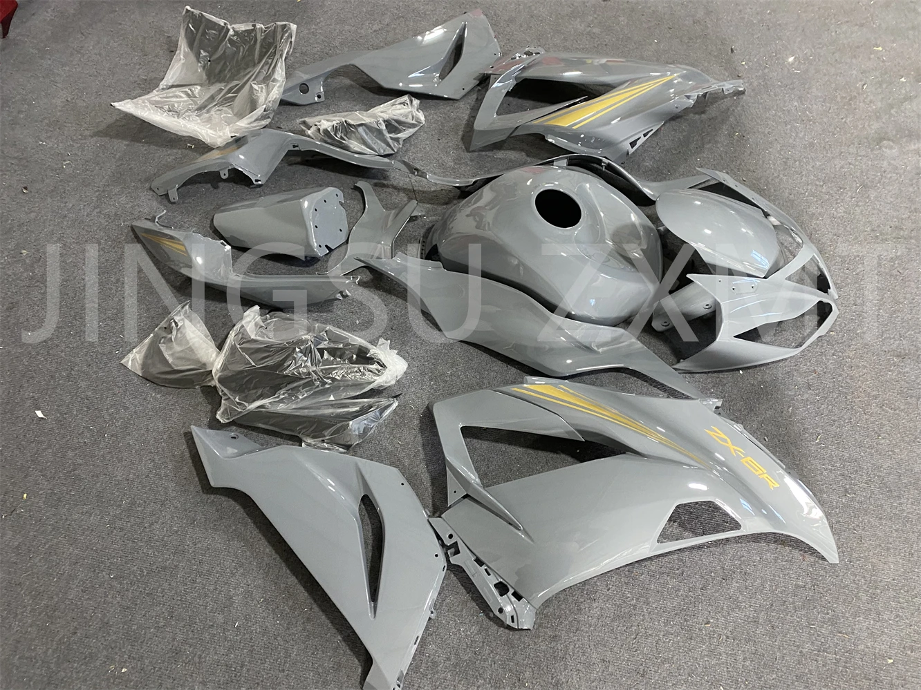 Motorcycle fairing fits ZX-6R 2013 2014 2015 2016 2017 2018 -6R 636 13 14 15 16 17 18 years body fairing grey gold motorcycle