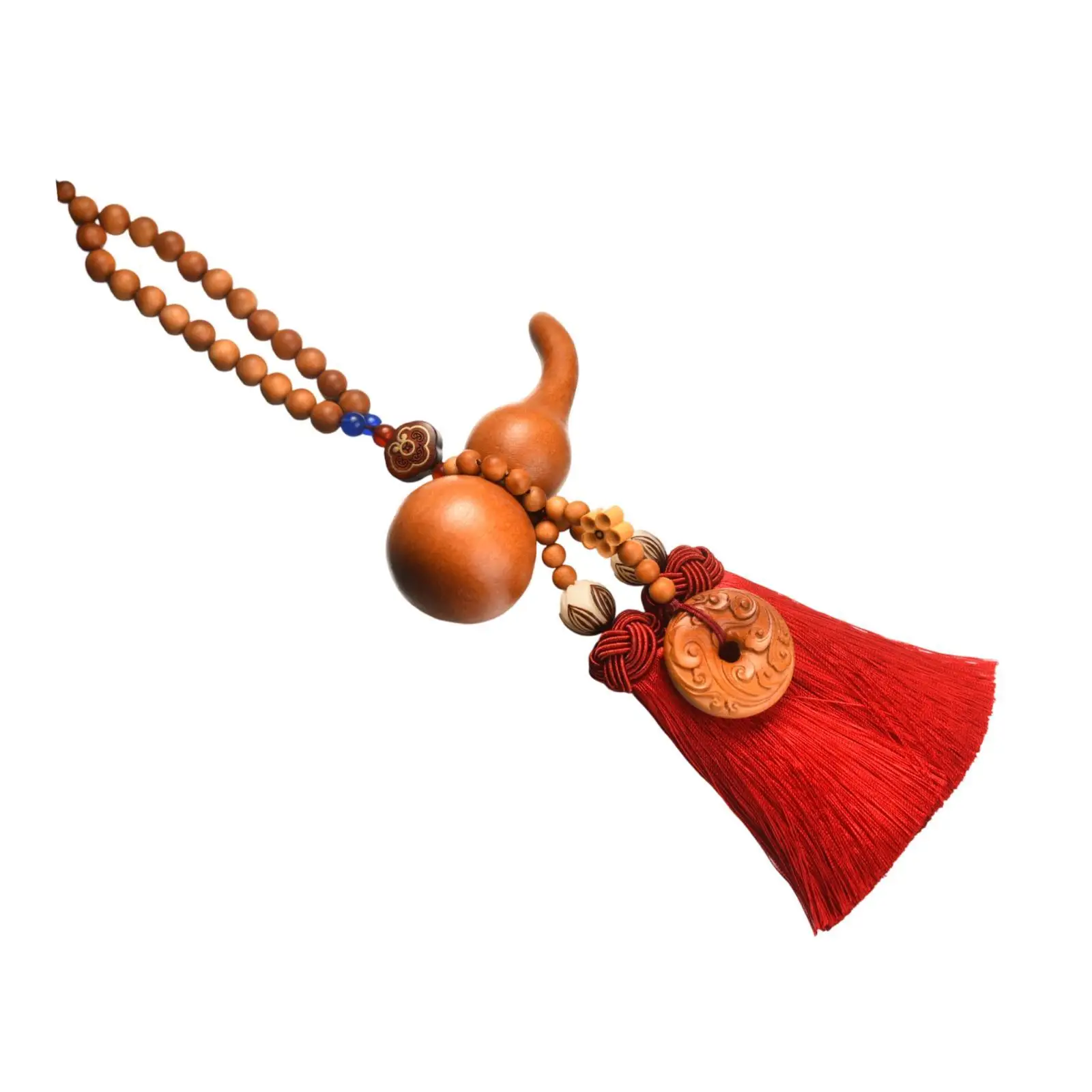 Car Hanging Pendant Dangling Ornament Feng Shui Decor Gift Decorative Good Luck Charm Wooden Beaded Rear View Mirror Pendant