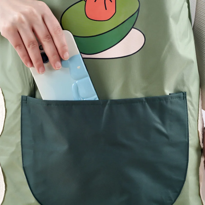~Cute Women's Kitchen Apron Oil-Resistant Water-Resistant Dust-Resistant Western Style Cooking Large Pouch Washable Hands Apron