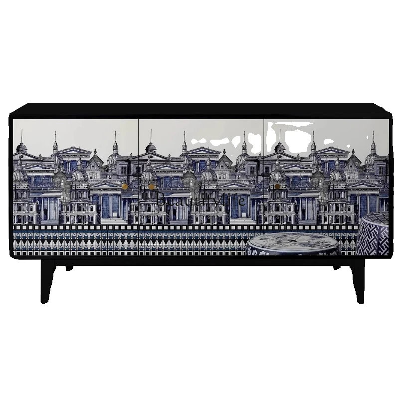 

Medieval dining side cabinets, retro painted entrance decorative lockers