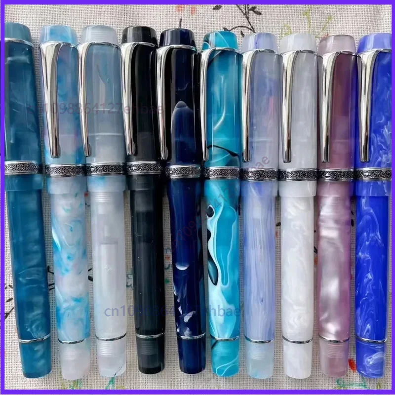 for-suave-kaigelu-316-cute-silver-clip-marble-acrylic-fountain-pen-lemon-long-blade-nib-amber-standard-ink-writing-office-gift