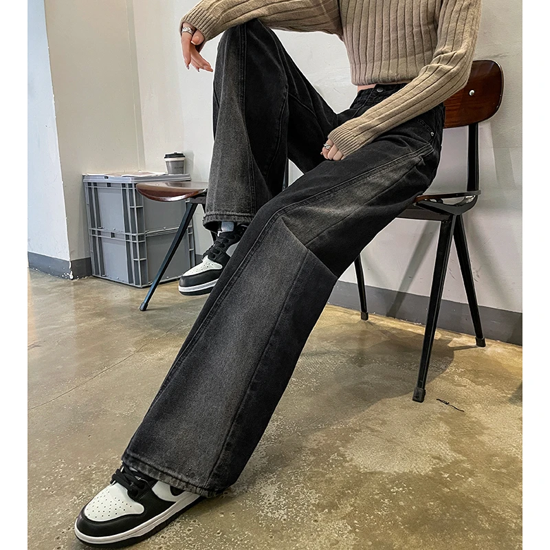 

Retro Slimming Straight Leg Women's Jeans 2024 New Three-dimensional Cutting Design Wide Leg Pants High Waisted Slim Fit Jeans