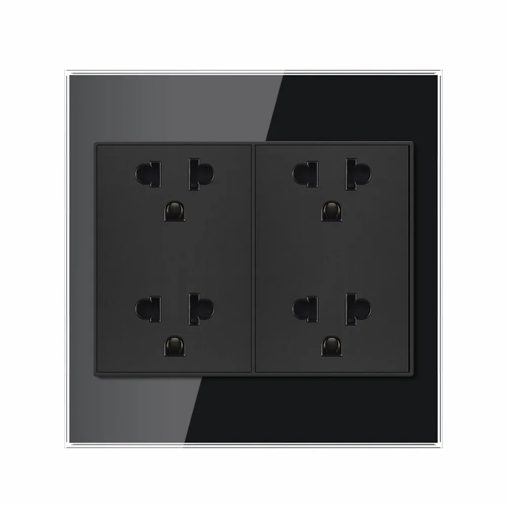 VISWE Double Plug America Universal power outlet with usb type-c charger,120*120mm Glass Panel, Wall Socket and Switch Light