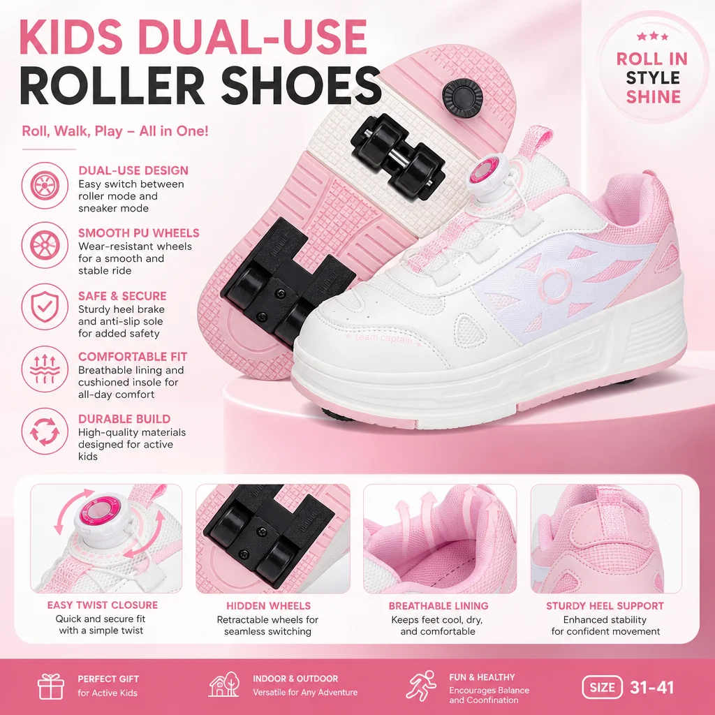 new-chinese-style-kids'-four-wheel-roller-shoes-with-brakes-sporty-student-versionauto-roll-with-spin-button-on-the-back-wheel