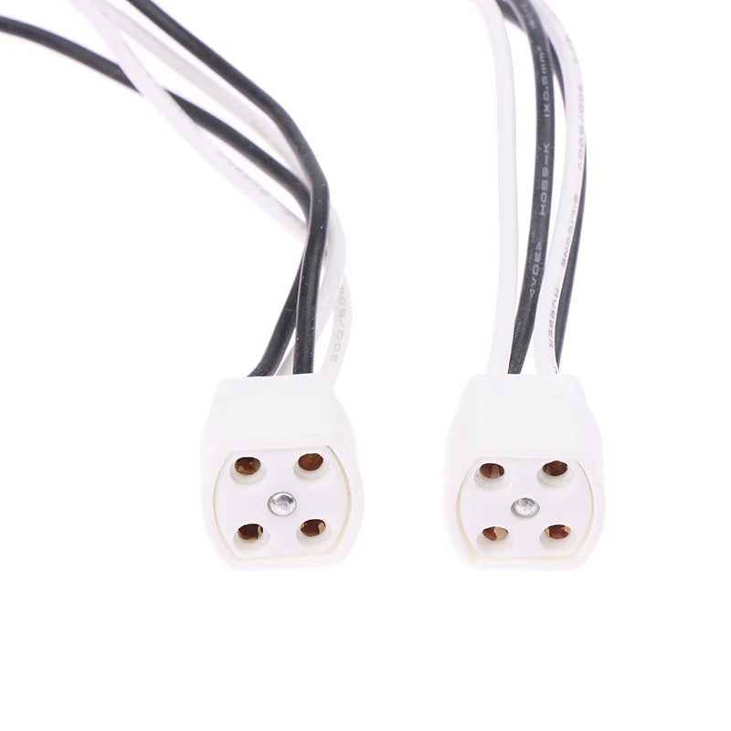 G10Q Ceramic Lamp Holder With 15/25cm Cable Ring Lamp Plug 4pins Lamp Base Insulating Tube Ultraviolet Light Lamp Base
