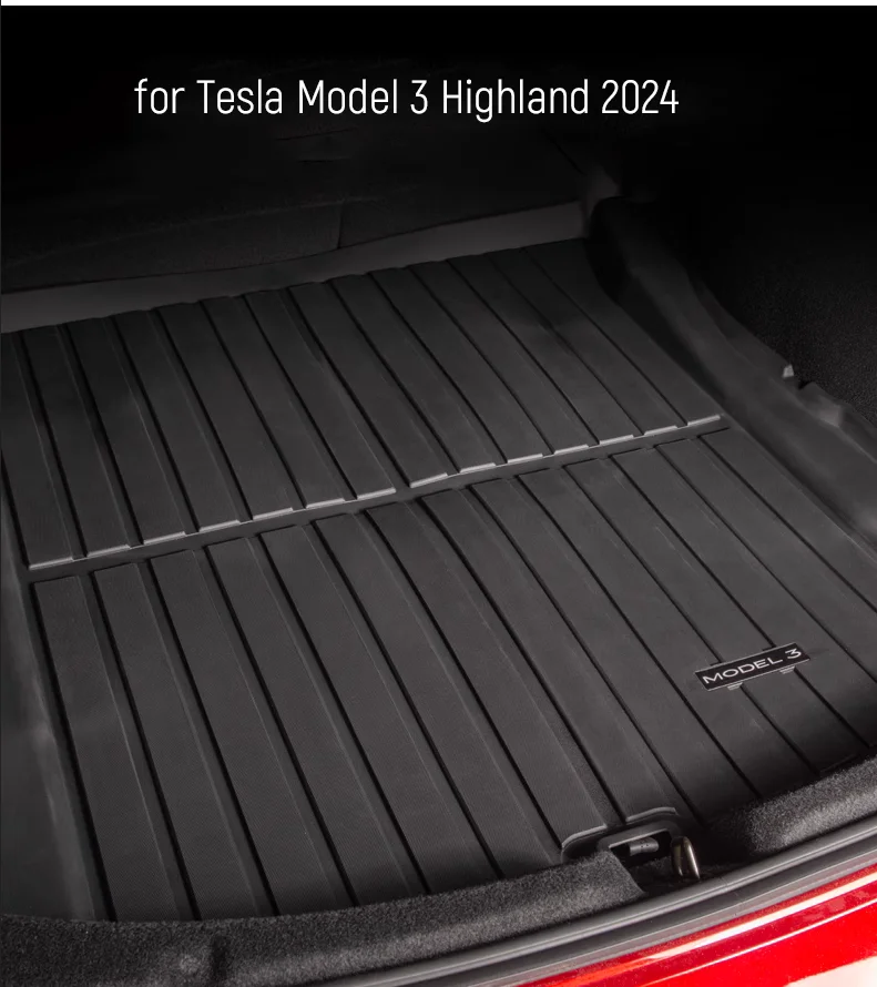 Tappetini per bagagliaio per Tesla Model 3 Highland 2024 All-Weather addensare Flexi TPE Cargo Liners + tappetino protettivo per tappeti con stivale