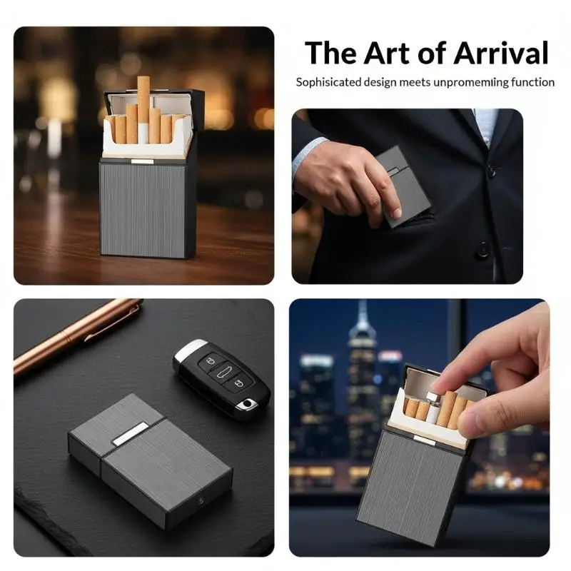 Metal Cigarette Case 20 Cigarette Capacity Crush Proof For Daily Commute Outdoor Use