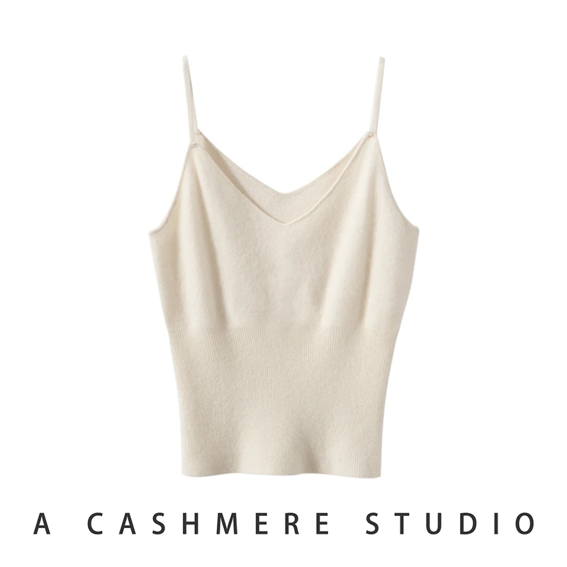 

Women Cashmere Sweater Slim V-neck Camisole Vest Sleeveless Pullover Spring Autumn Winter 100% Cashmere Knitwear Slim Waistcoat