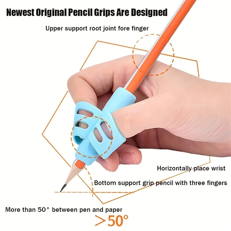 2pcs Color Random Pen Holder Comfortable Writing Aids Smooth Texture Anti Slip Stationery Holder Learning Supplies