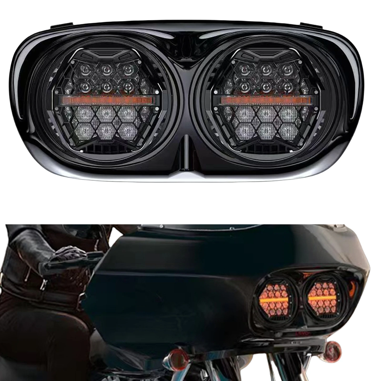 Phare avant de moto, clignotant, lampe de jour, ampoule pour Harley Davidson Road Glide EFI FLTRI FLTR 1998-2013