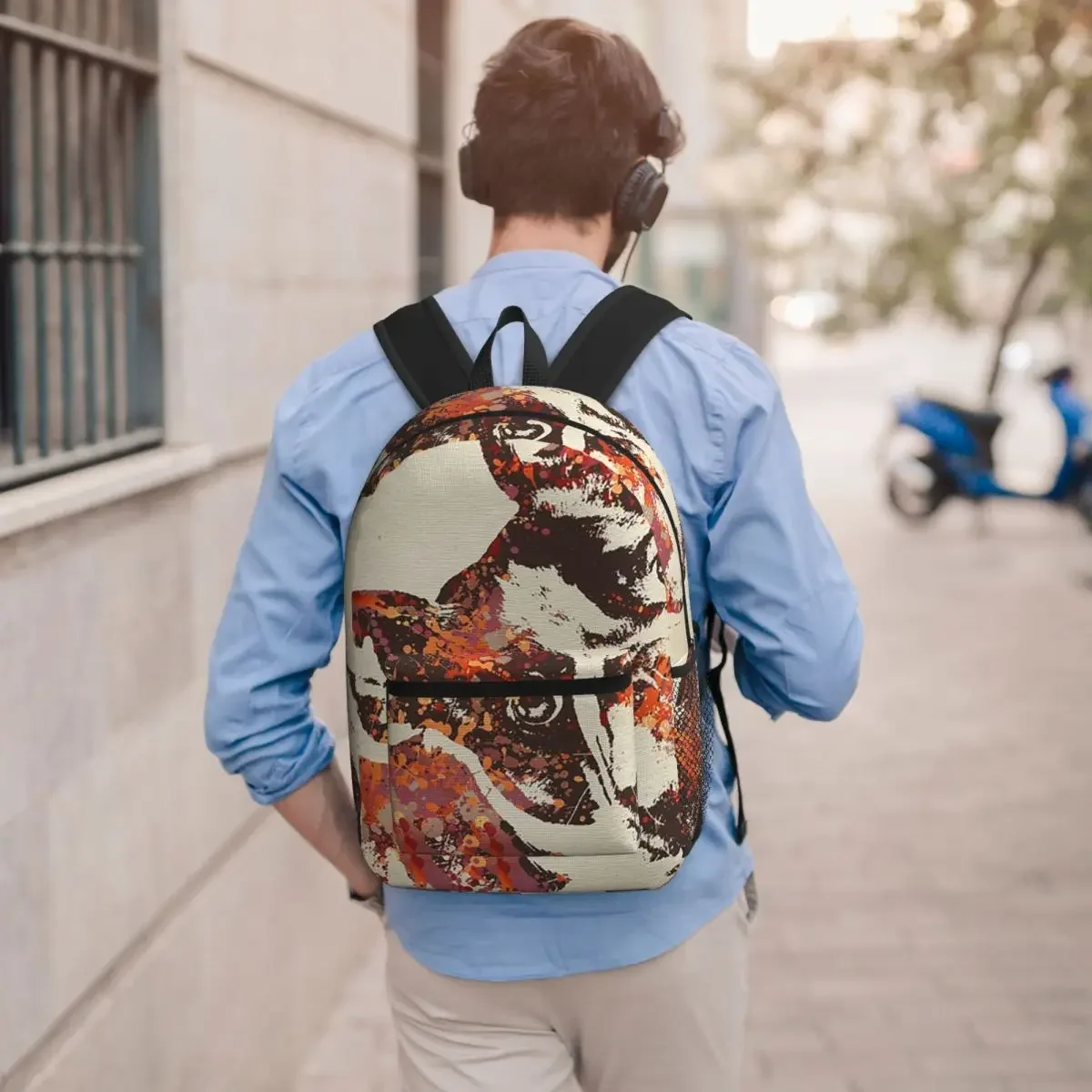 Boston Terrier Face Print Student Backpack School Bag Hiking Travel Daypack for Men Women Bookbag Shoulder Bags