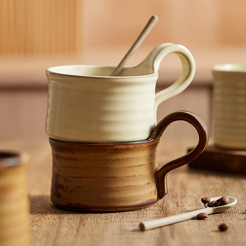 Imagem -06 - Xícara de Café de Cerâmica Japonesa com Orelha Pendurada Caneca de Grés Retro Alto Valor Café da Manhã Latte Leite Copo