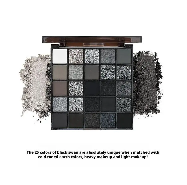 لوحة ظلال عيون مكونة من 25 لونًا، مكياج سموكي باللون الرمادي والوردي، مكياج تفتيح دودة القز غير اللامعة