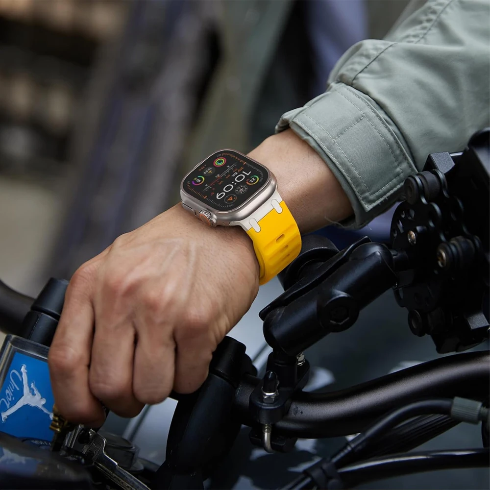 Металлические + силиконовые ремешки для Apple Watch Ultra 2 Band 49 мм 45 мм 44 мм 42 мм Спортивный браслет correa iwatch Series 10 9 8 7 6 SE 5 4