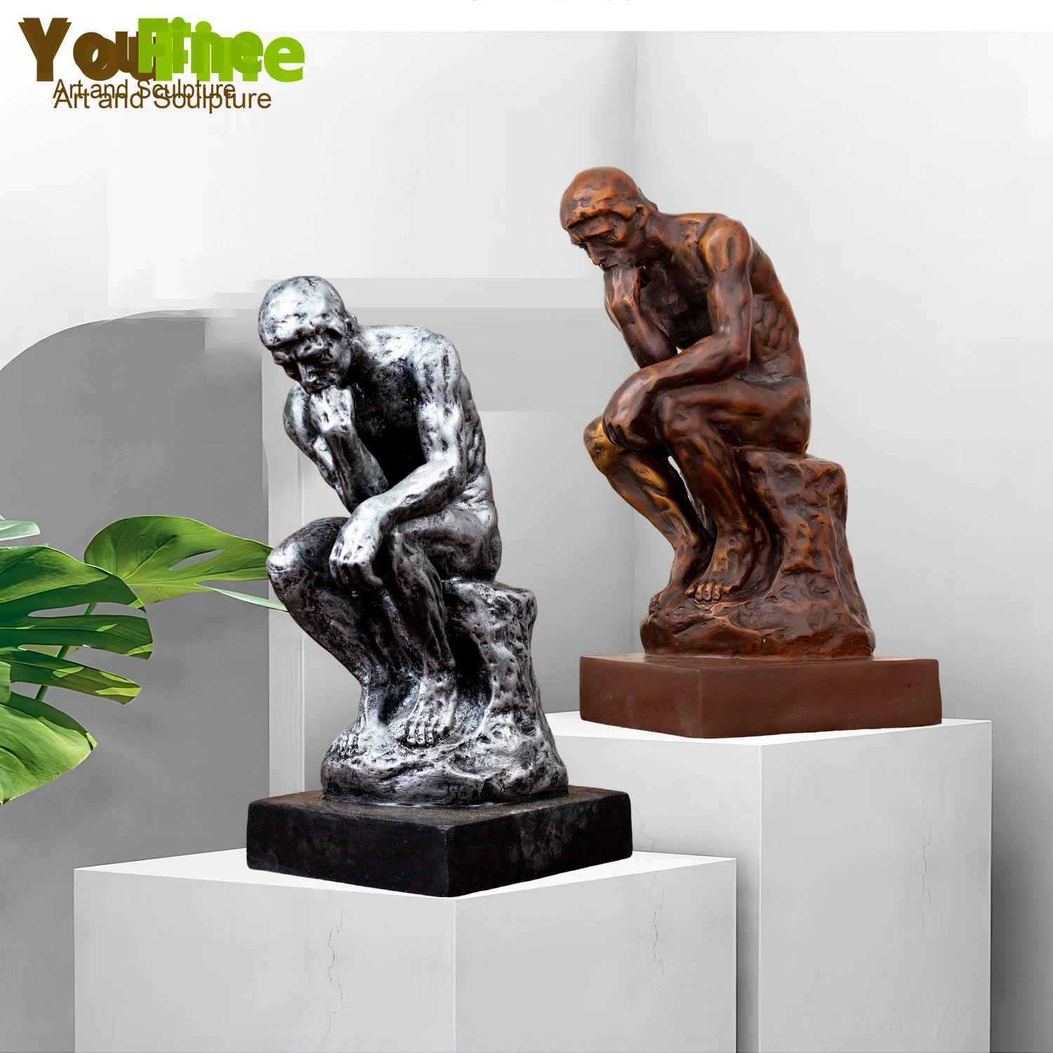 24cm Bronze Thinker Statue The Thinker Sculpture by Rodin Bronze Thinking Man Art Sculpture For Home Office Decor Crafts