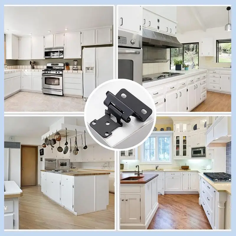 

MLGB-Black Cabinet Hinges Cold Rolled Steel Cabinet Hinges 4 Pairs (8 Pcs) Self Closing Black Hinges For Variable Kitchen 8Pcs