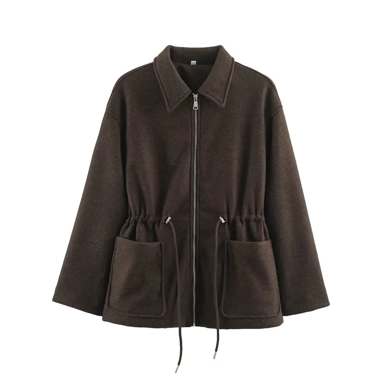 Guobioziy 2026 Fall Winter Slim Fit Coat Women Adjustable Hem Zip Up Jacket Large Pocket Warm Outerwear For Office Lady Work