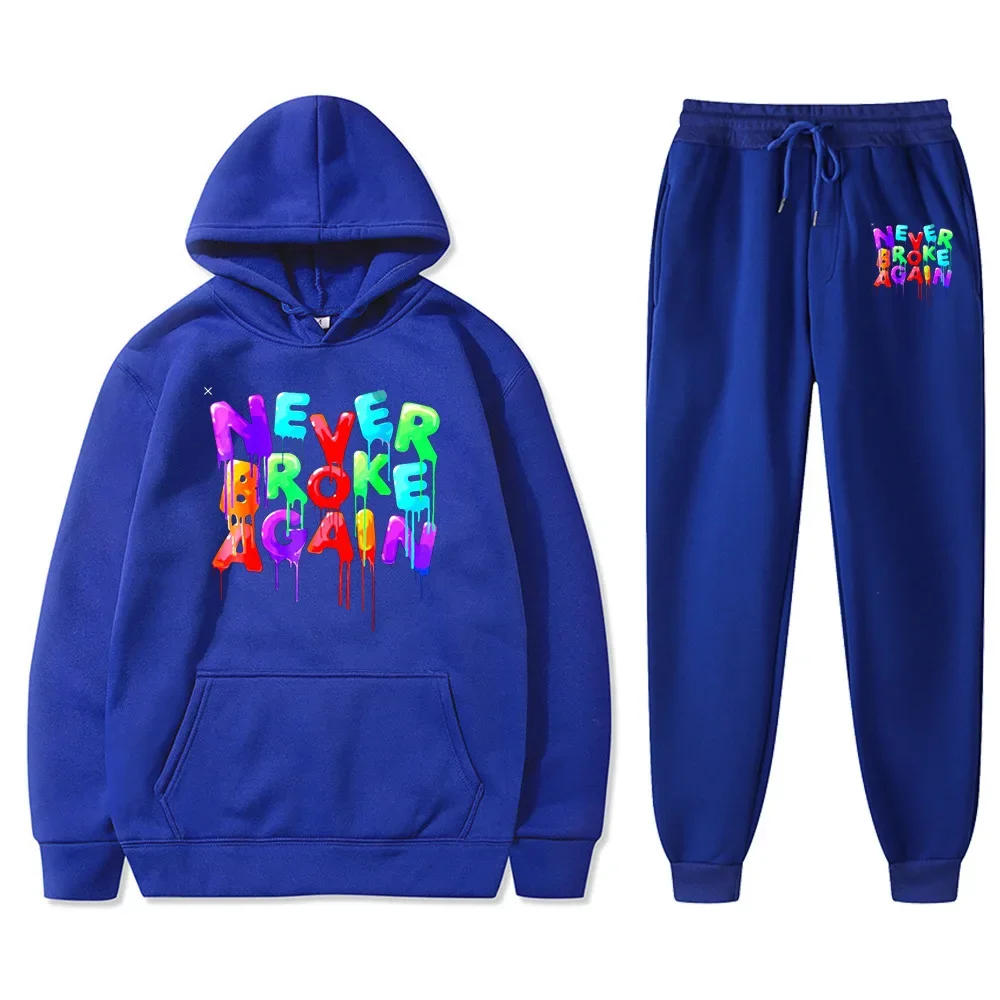 2025 outono/inverno conjunto de moletom masculino e feminino-letra impressão-multi-cor moda retro hip-hop conjunto de roupas esportivas