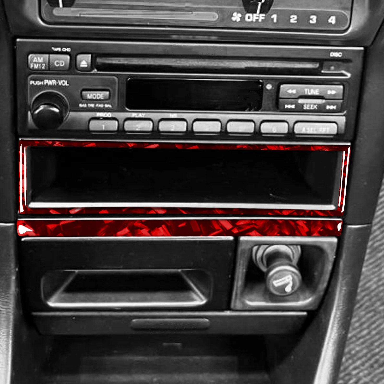 Forged Carbon Fiber Central Dashboard Radio Player Storage Pocket Trim Strip Car Interior Stickers FOR Acura Integra 1994-2001