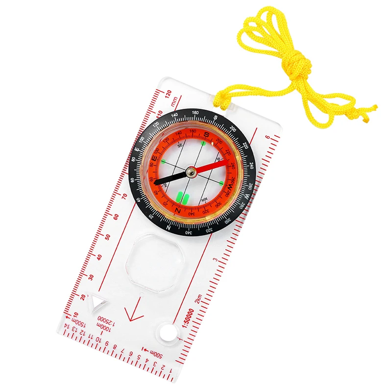 Professional Portable Magnifying Compass Ruler Scale Scout Hiking Camping Boating Orienteering Map