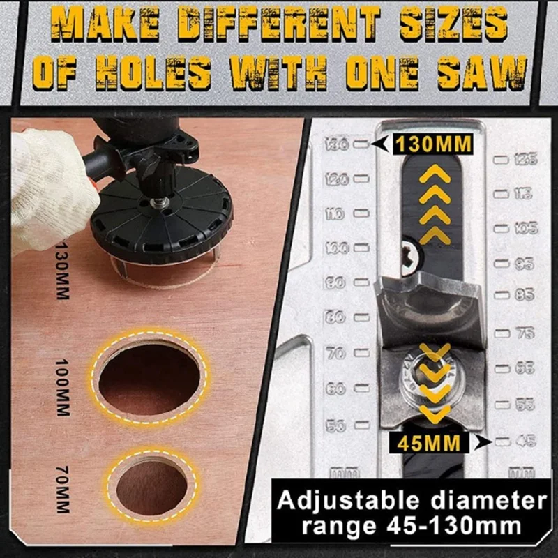 1 Stuk Verstelbare Ponszaag Diameter 45-130Mm Gatopener Snijgereedschap Voor Houtbewerking