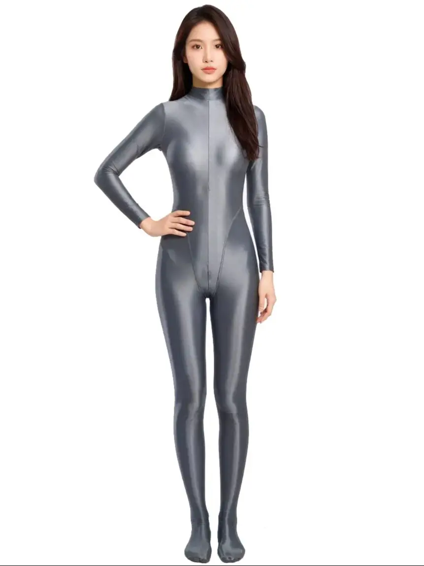 M XL Shiny High Cut Patchwork Nylon Bodystocking Catsuit Elastic Gym Fitness Bodysuit Tights Leotard Conjoined Jumpsuit Unitard