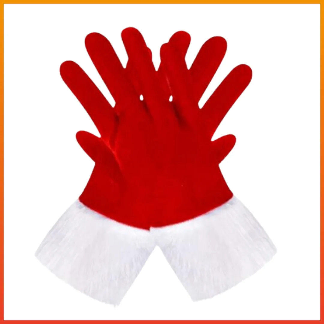 1set Velvet Santa Claus Gloves Full Finger Mitten Short Red Santa Christmas Mittens Birthday Gift New Years 2026 - view 2