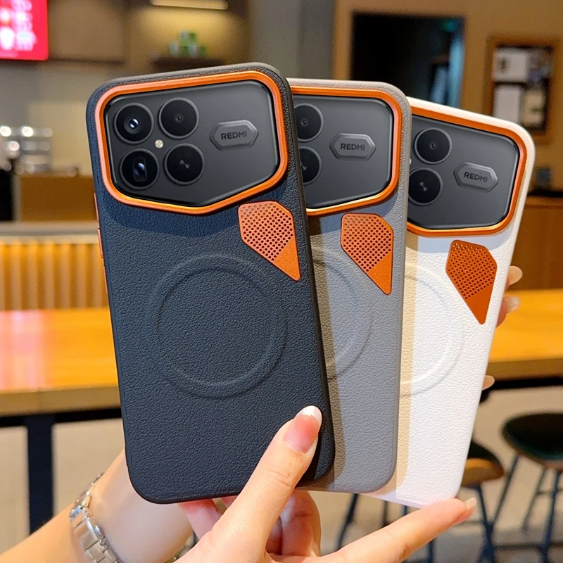 Xiaomi Poco F8 Pro/F8 Ultra/F7 Pro Ultra用ケース、磁気ワイヤレス充電対応、放熱性、高級PUレザー、頑丈なスマホカバー