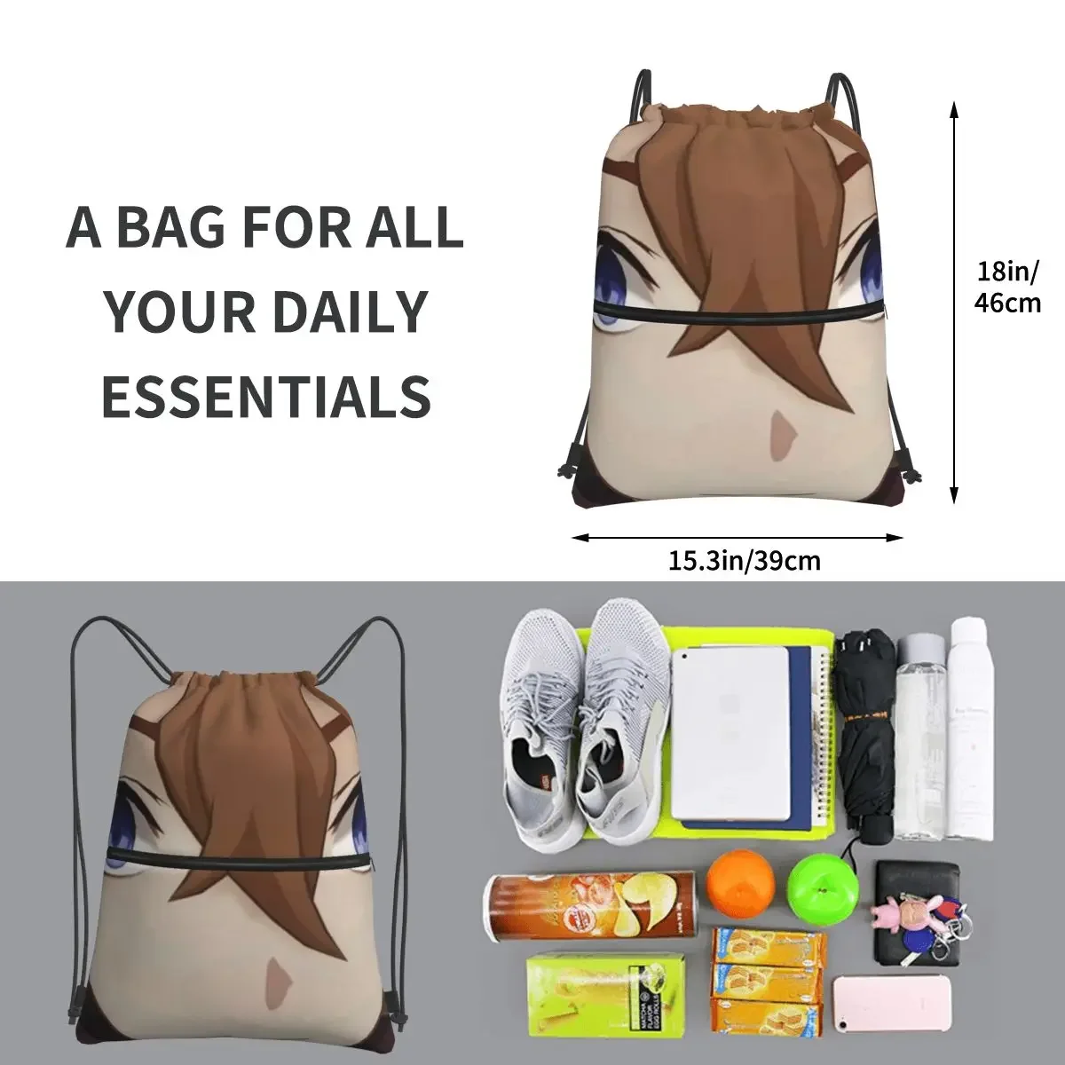 Childe Genshin Impact Portable Backpacks, Proximity Wstring Bag, Casual Proximity Wstring Bundle Pocket Shoes Bags for School Students