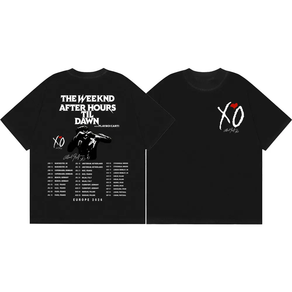 The Weeknd After Hours Til Dawn Tour 2026 Graphic T Shirt Hip Hop Vintage Short Sleeve T-shirts Men Women Casual Fashion T-shirt