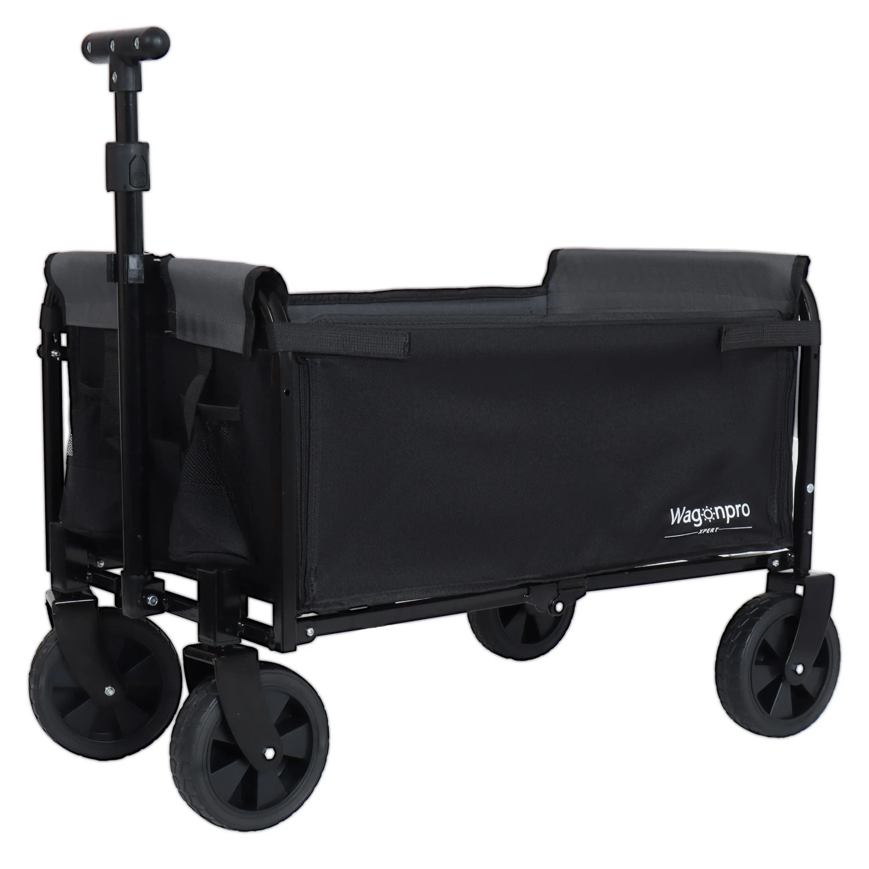 

Convertible Camping Wagon with Foldable Bench Seat, 6in Wheels, Storage & Dog Tether Black/Gray