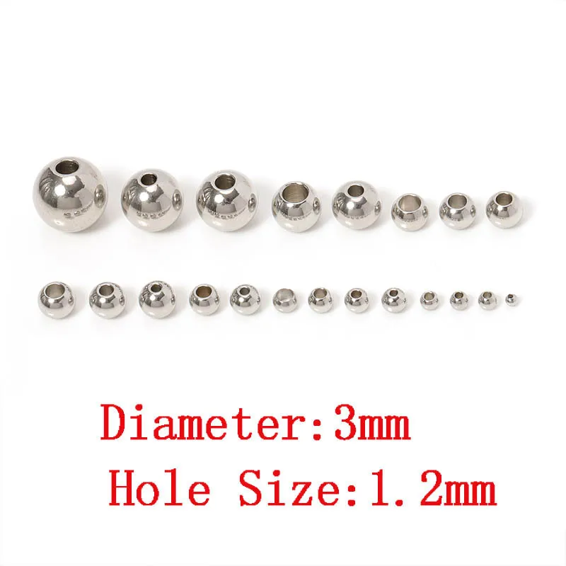 100 Stück 2/3/4/5/6/8/10 mm Metall-Abstandsperlen, runde Perlen für DIY-Armband, Schlüsselanhänger, Anhänger, Schmuckherstellung, Zubehör