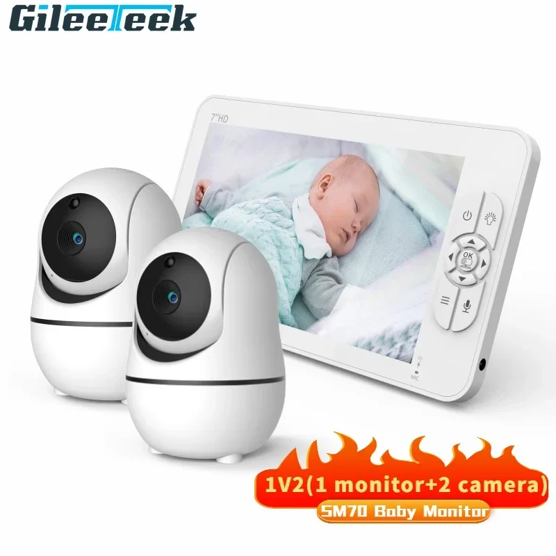 baby monitor sem fio com camera ptz camera de alta seguranca visao noturna monitoramento de temperatura baby cry alarm 4000mah sm70 01