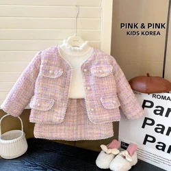 Infant Baby Girl Winter Outfits Sets Toddler Cotton Padded Jackets Coat and Skirts Kids Fall Clothing Set fits 1-4Years