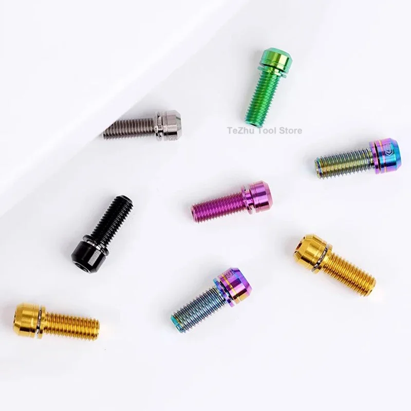 1 PC TITANIUM Bolt M6 x 10 12 14 17 19 25 30 35 40 55 มม.พลัมสกรูเครื่องซักผ้าสําหรับจักรยานเบรค