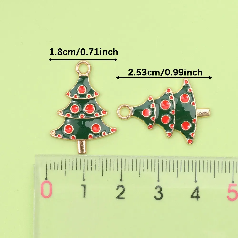 3/11/22 Buah Liontin Berbentuk Pohon Natal Enamel Hijau, Digunakan untuk Gelang DIY, Kalung, Anting, Aksesori Rantai Pergelangan Kaki