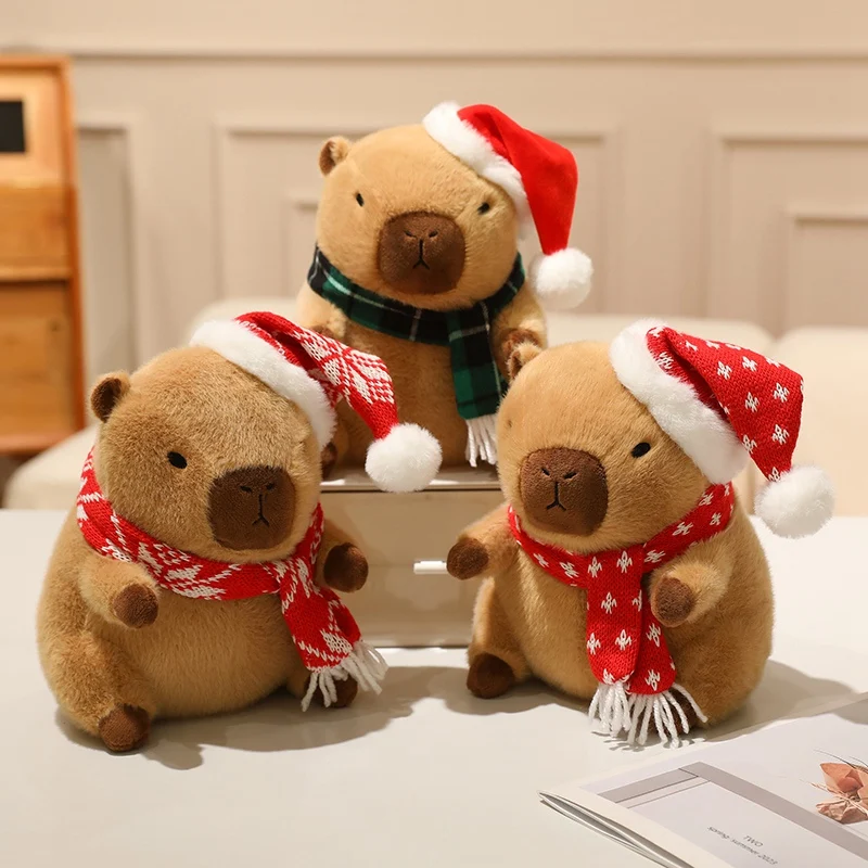 22cm Christmas Style Capybara Plush Doll Capybara With Xmas Garland Candy Decor Toy Festival Party Decor Gift