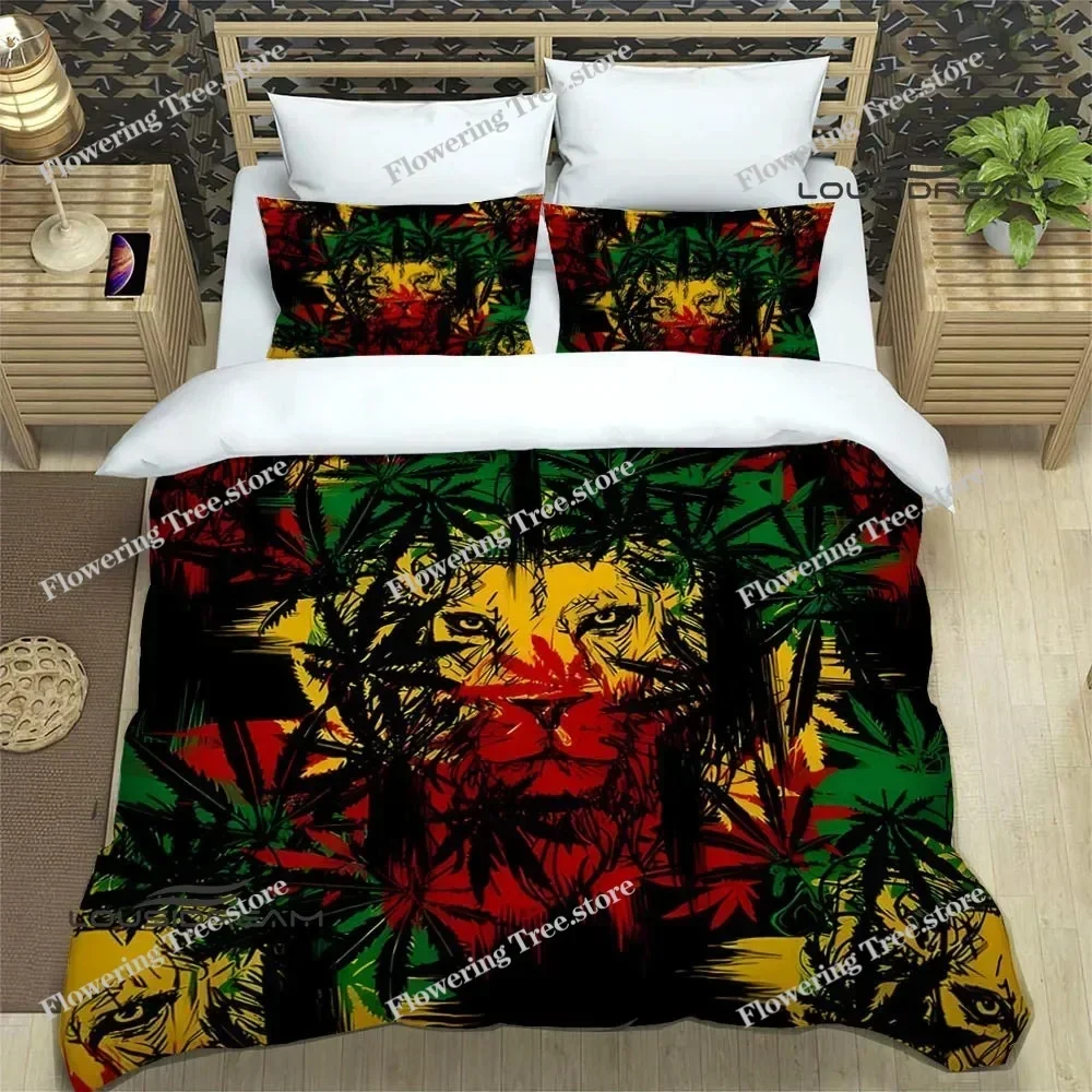 

Комплекты постельного белья Bob Marley Lion Maple Leaf, изысканный комплект постельных принадлежностей, комплект пододеяльников, комплект постельного белья, роскошный подарок на день рождения02
