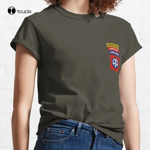 82Nd Airborne Ranger Sapper Classic T-Shirt Tee Shirt Womens Graphic Tees Custom Aldult Teen Unisex Digital Printing Tee Shirts