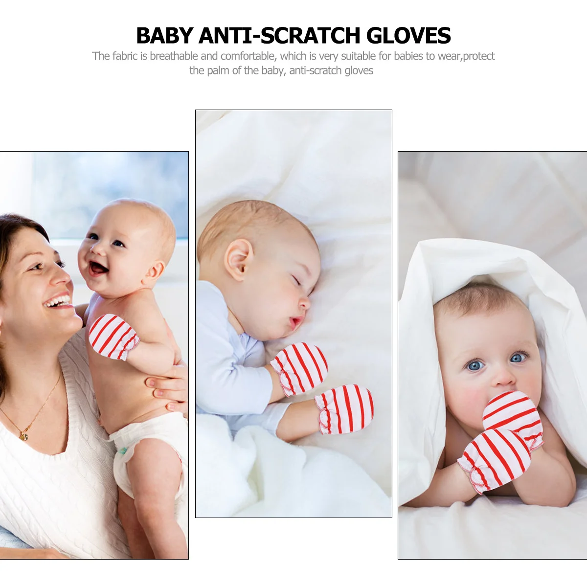 6 คู่ถุงมือทารกแรกเกิดป้องกันรอยขีดข่วนผ้าฝ้ายถุงมือเด็กทารกป้องกันสบายระบายอากาศได้เหมาะสำหรับเด็กชายเด็กหญิง