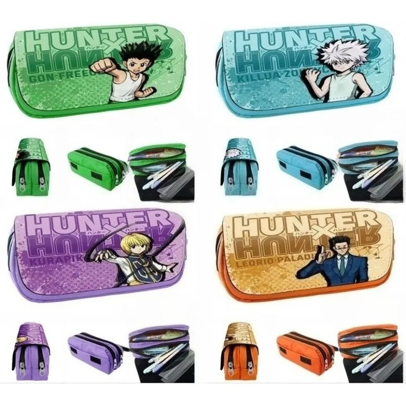 

HUNTER×HUNTER Flip Design Double Layer Zipper Pencil Case Large Capacity Multi-Functional Stationery Storage Bag Portable Pouch
