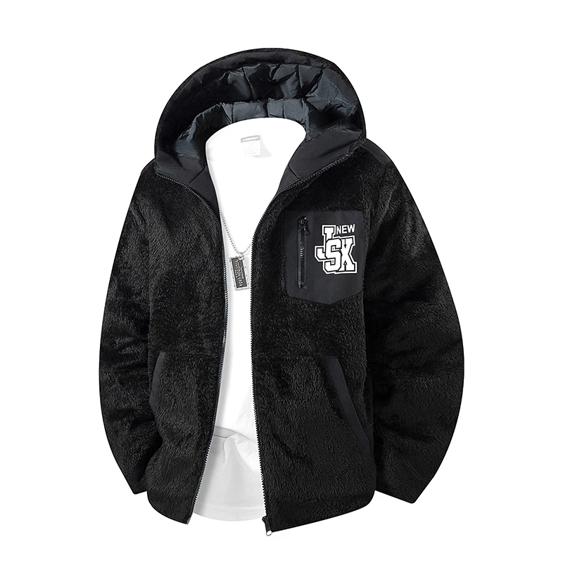 الرجال جديد هوديي بلوزات الشتاء لامب الكشمير سميكة الدافئة بلوزات عادية مقنع سترة موضة منفذها سستة معاطف دافئة