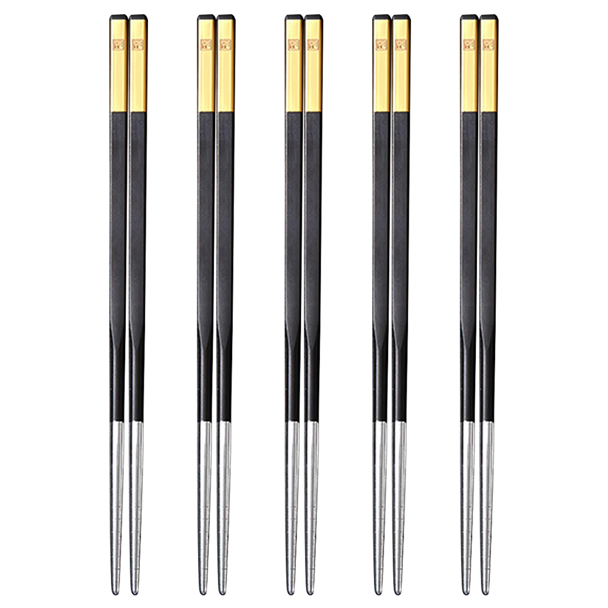 

5 пар нескользящих китайских палочек для еды из сплава, корейские палочки для суши, палочки для еды из нержавеющей стали, многоразовые палочки для еды, набор праздничной посуды