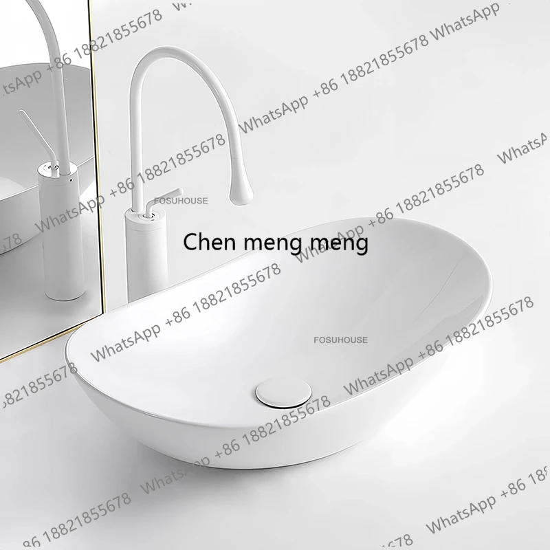 A17 Designer Ceramic Bathroom Sinks Kitchen Washbasin Simple Balcony Washhand Stand Home Accessories Nordic Oval Above Count