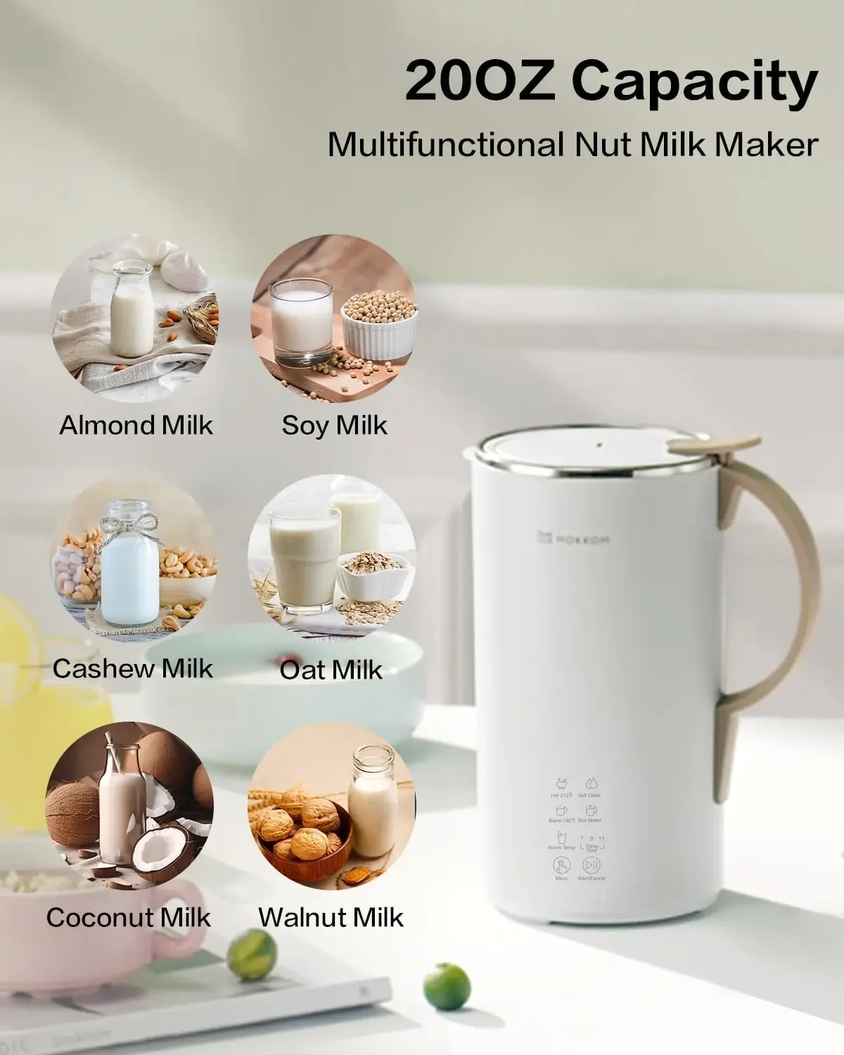 Automatic Nut Milk Maker  Soy Milk Maker, Homemade Almond, Oat, Coconut, Soy, Plant-Based Milk Dairy Free