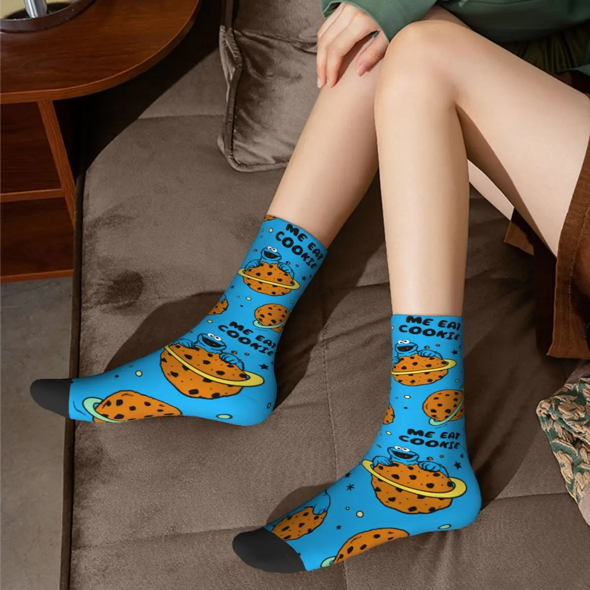 Women Men\'s Cute Blue Cookies Monsters Socks Cute Fashion Socks Harajuku Merchandise Middle Tube Crew Socks Amazing Gift